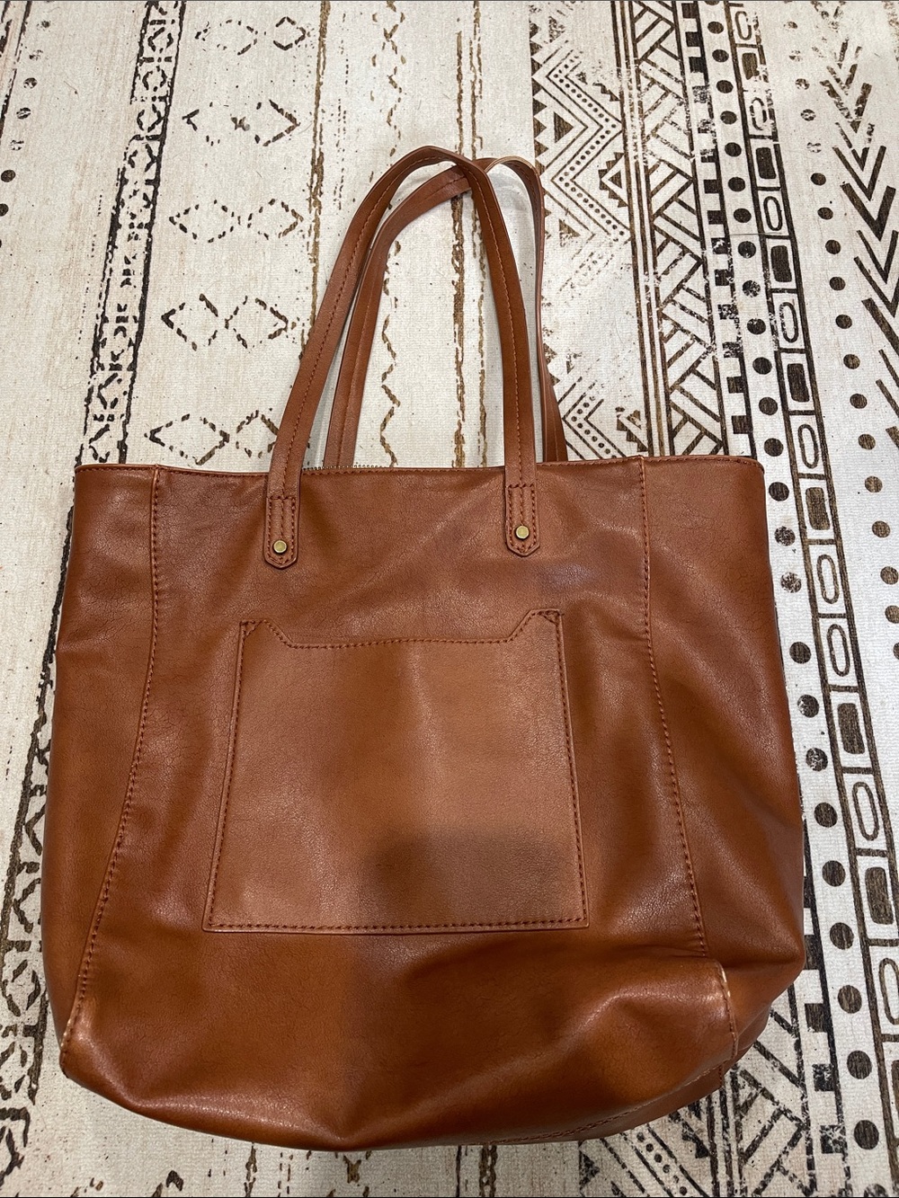 Universal Thread Genuine-Look Brown Tote Bag with Front Pocket